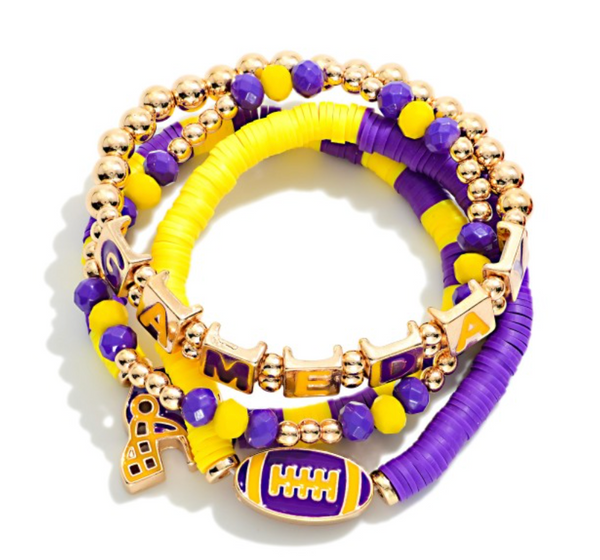Sideline Style Bracelet Set - Purple/Yellow