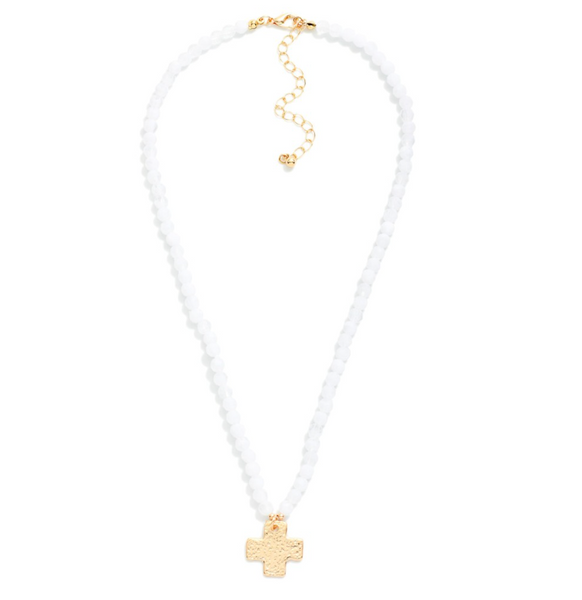 Faith & Shine Beaded Necklace - White