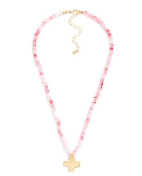 Faith & Shine Beaded Necklace - Pink