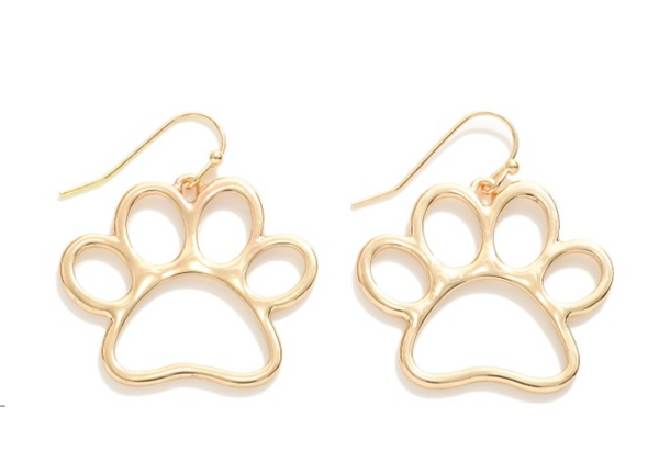 Paw Pendant Earrings - Gold