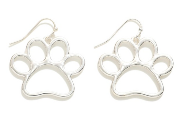 Paw Pendant Earrings - Silver