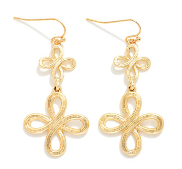 Infinity Clover Drop Earrings - Gold