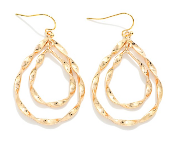 Twisted Teardrop Earrings - Gold