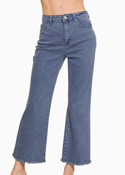 Acid Washed Bootcut Pants - Blackberry