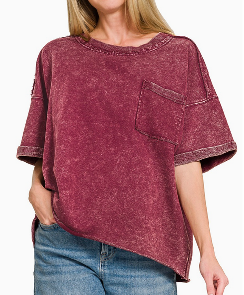 Washed & Worn Tee - Cabernet