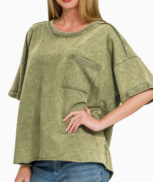Washed & Worn Tee - Light Olive