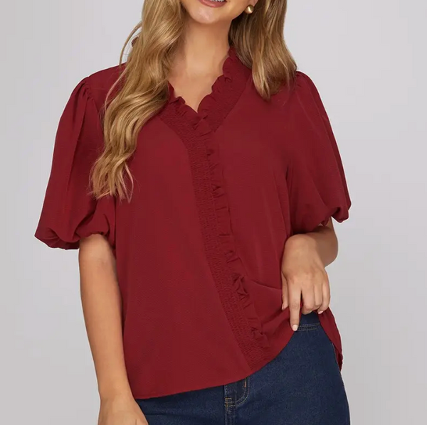 Catching Compliments Blouse - Wine
