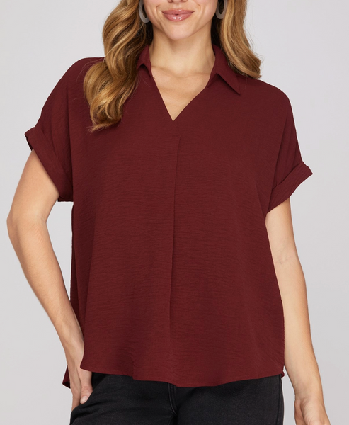 Minimal Mood Blouse - Burgundy