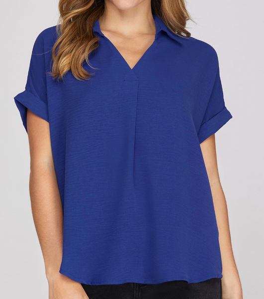Minimal Mood Blouse - Royal Blue