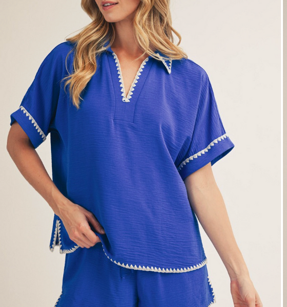 Scalloped Darling Top - Royal Blue