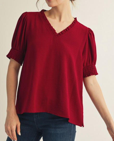 Sweet Bloom Blouse - Burgundy