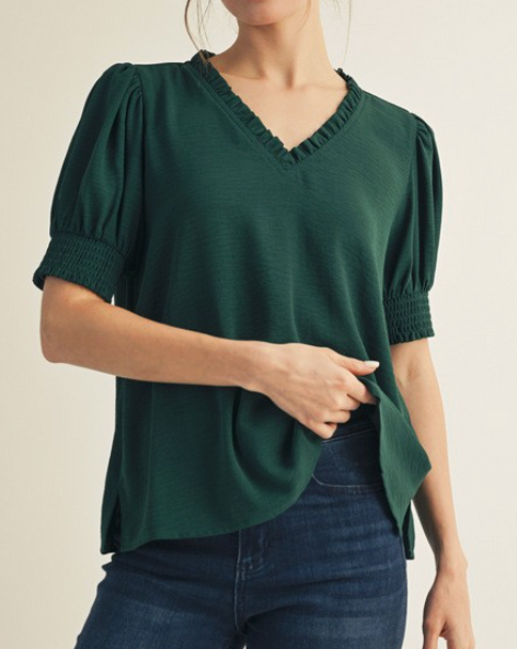 Sweet Bloom Blouse - Hunter Green