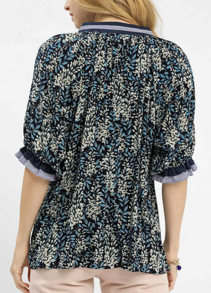 Rustic Bloom Top - Navy