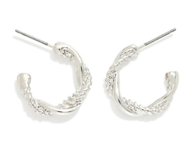 Sweet Twist Hoop Earrings - Silver