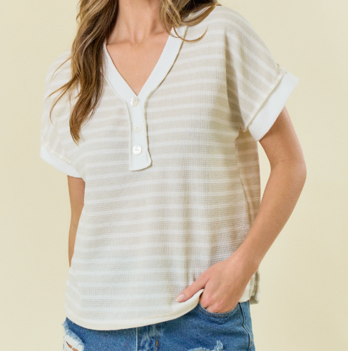 The Perfect Stripe Top - Taupe