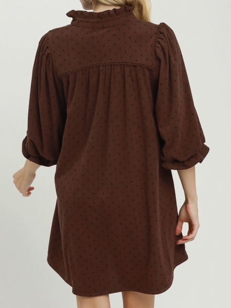 Spotted Sweetheart Dress - Brown
