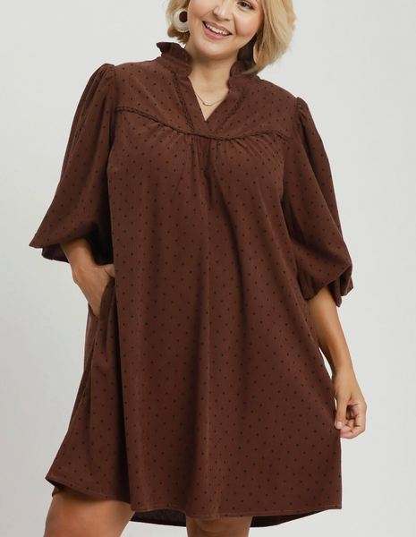 Spotted Sweetheart Dress - Brown