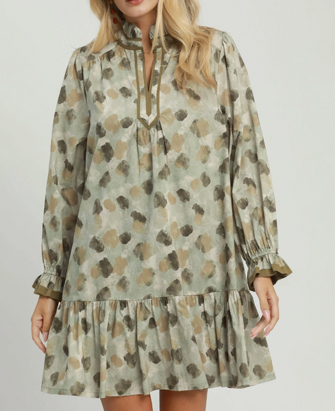 Watercolor Dreams Dress - Olive