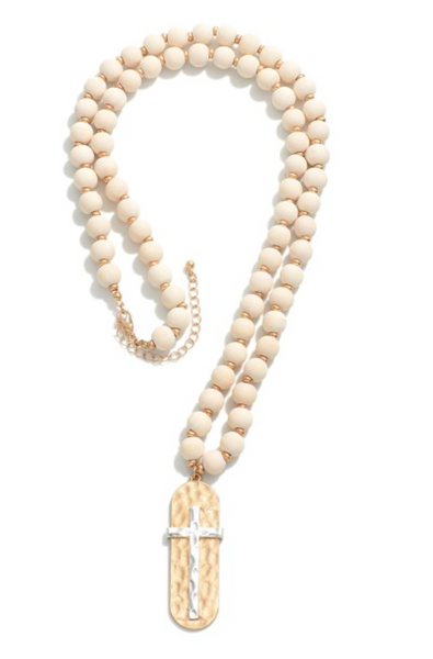 Wood Beaded Necklace - Ivory