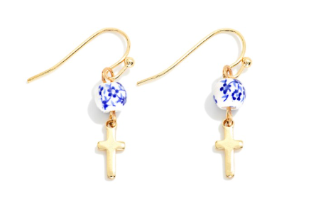 Chinoiserie Cross Dangles - Blue