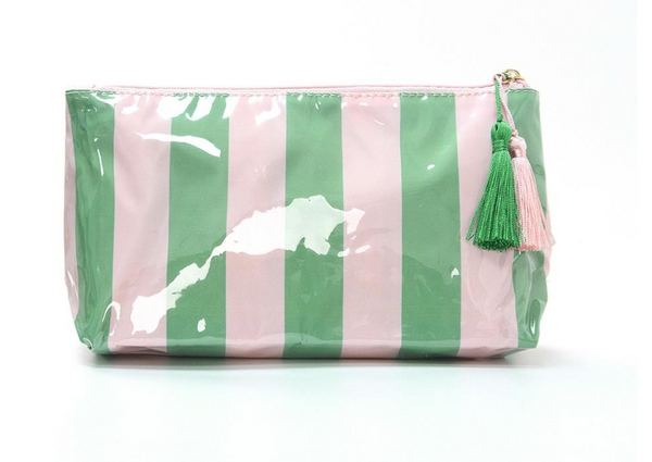 Pretty Stripe Pouch - Green/Pink