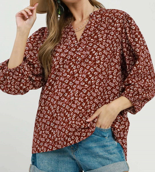 Floral Days Blouse - Burgundy
