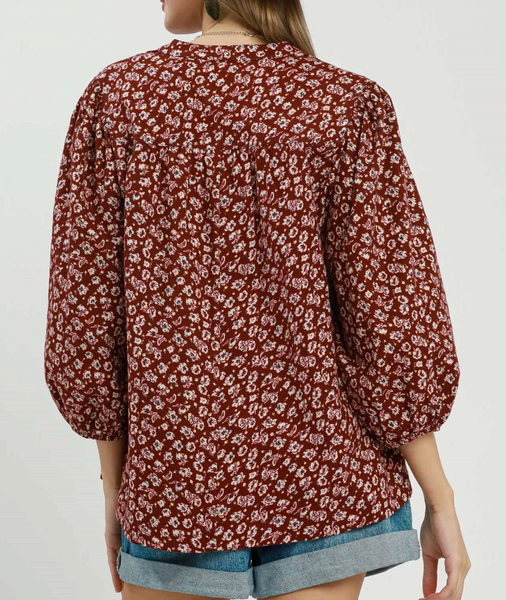 Floral Days Blouse - Burgundy