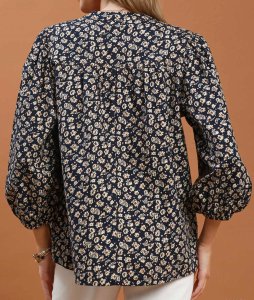 Floral Days Blouse - Navy
