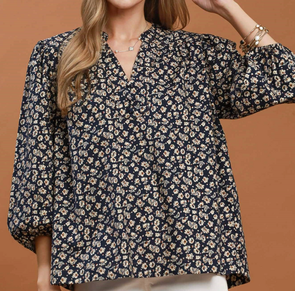 Floral Days Blouse - Navy
