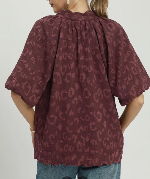 Pretty Puff Blouse - Maroon