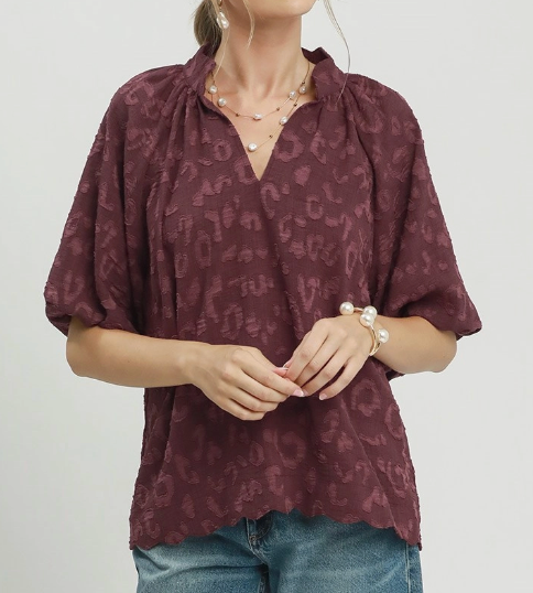 Pretty Puff Blouse - Maroon