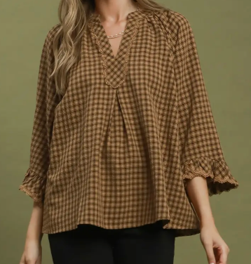 Plaid & Pretty Blouse - Mocha