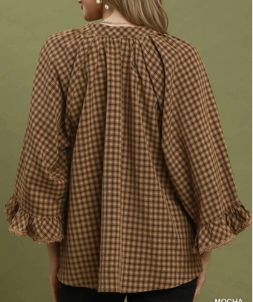 Plaid & Pretty Blouse - Mocha