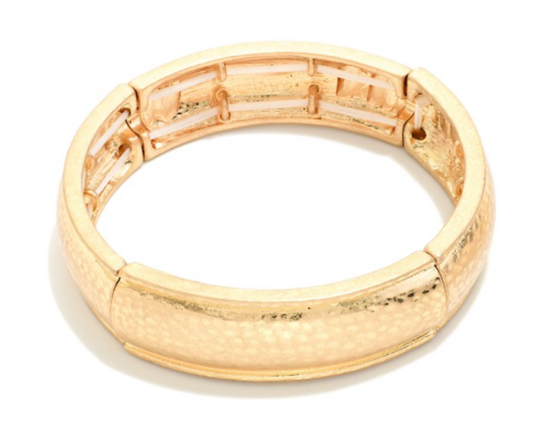 Dainty Hammered Bangle - Gold
