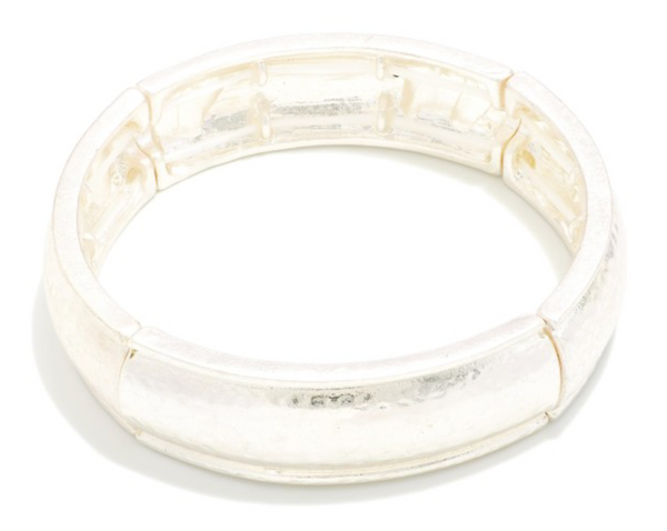 Dainty Hammered Bangle - Silver