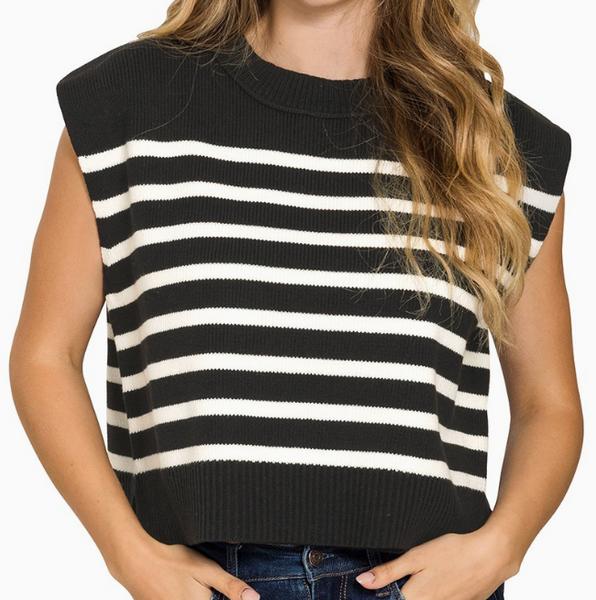 Won Me Over Striped Sweater - White