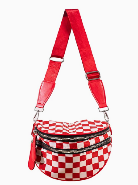 Going Places Crossbody Bag - Red Checkered