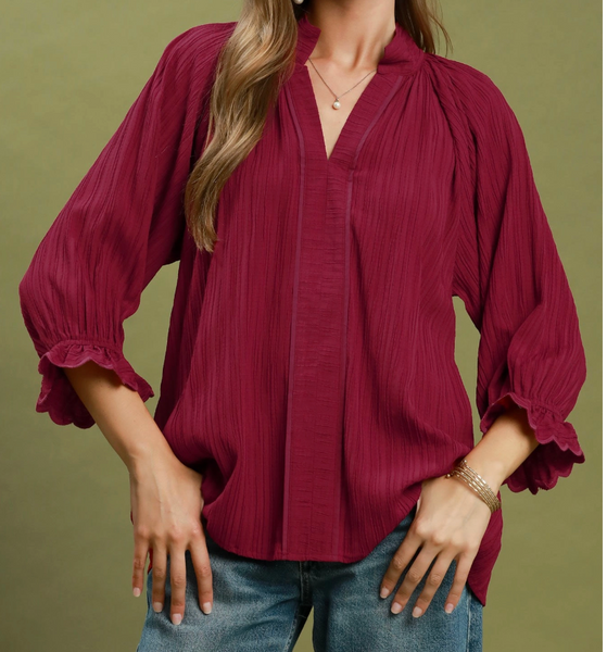 Falling For You Blouse - Burgundy