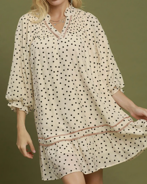 Dot To Dot Dress - Cream