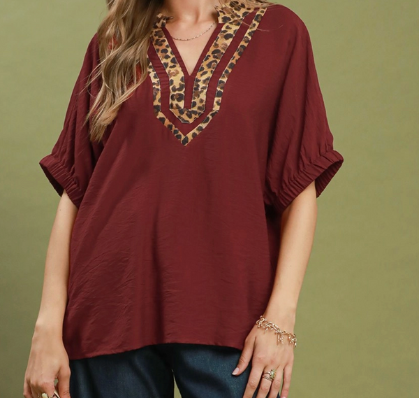 Fall Into Style Blouse - Burgundy