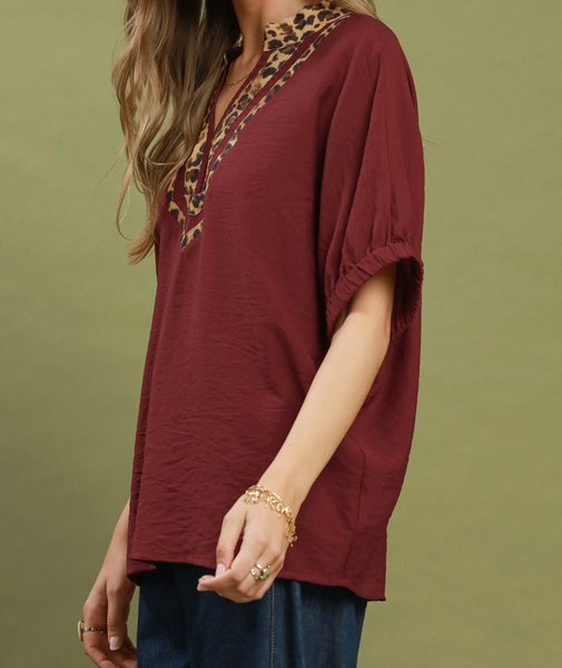 Fall Into Style Blouse - Burgundy