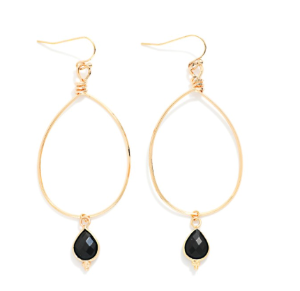 Stone Drop Earrings - Black