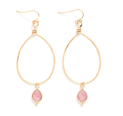 Stone Drop Earrings - Pink