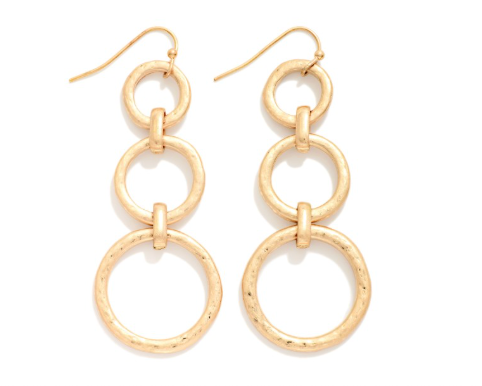 Hammered Link Hoop Earrings - Gold