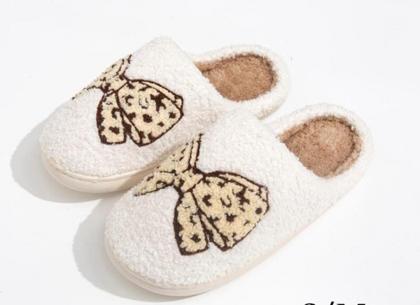 Leopard Bow Slippers