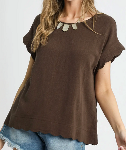Scalloped Edge Top - Espresso