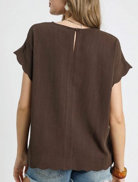 Scalloped Edge Top - Espresso
