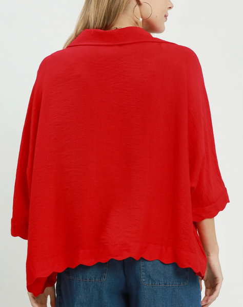 Scallop Charm Blouse - Red