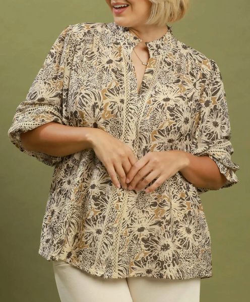 Bloom & Lace Blouse - Taupe