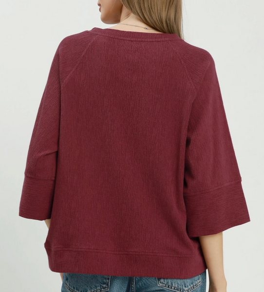 Laidback Knit Top - Burgundy